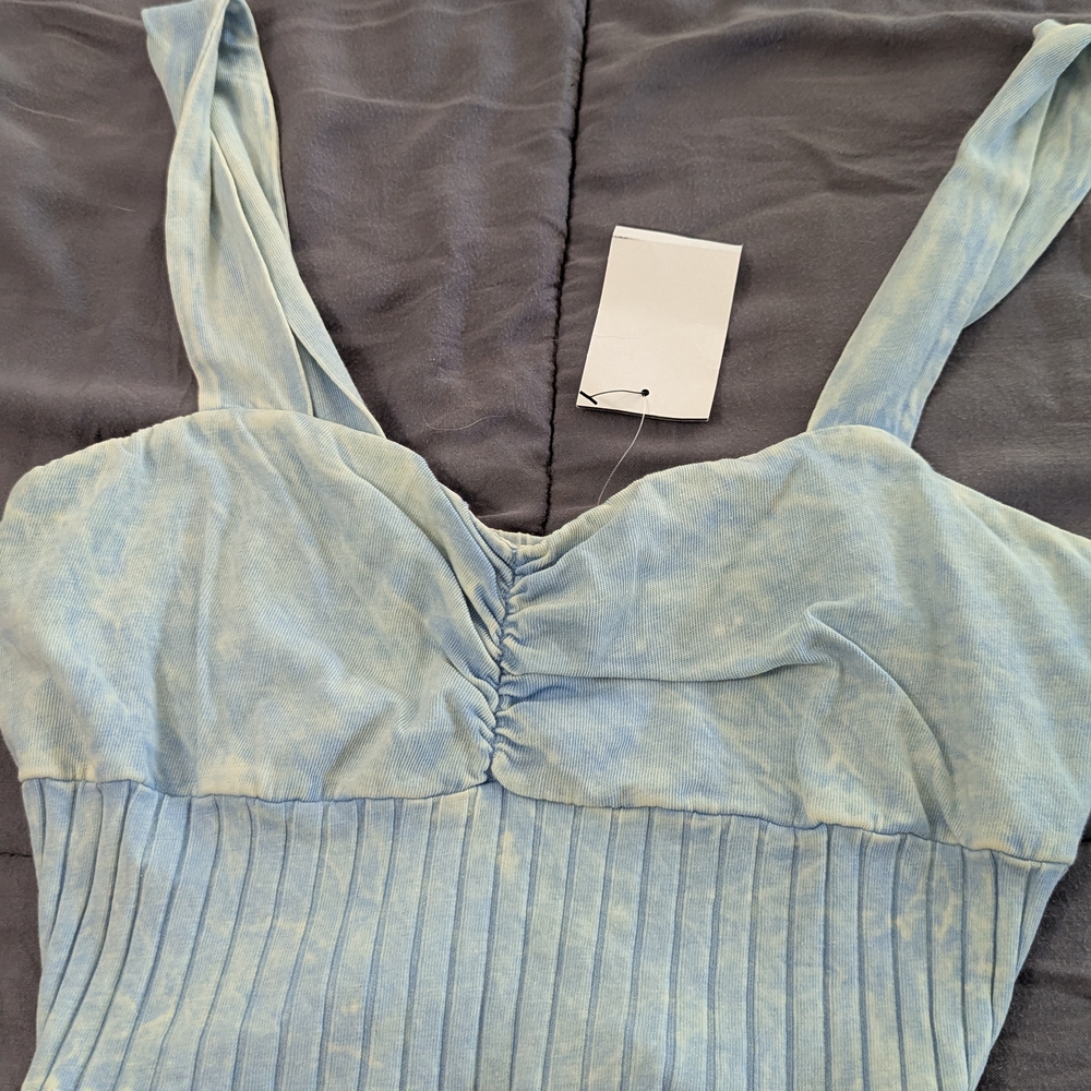 Painted Threads Sky Blue Ruched Tank Top Large Ult a Soft Festival Concert Mixer - Picture 2 of 5